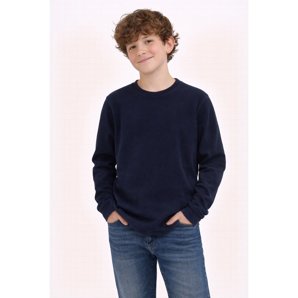 Lands End Fleece Pullover Boys XL 18-20 Black Long Sleeve Crewneck Gorpcore